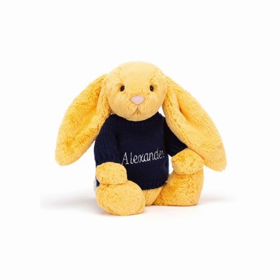 Jellycat Bashful Sunshine Konijn with Navy Jumper | XM3465081